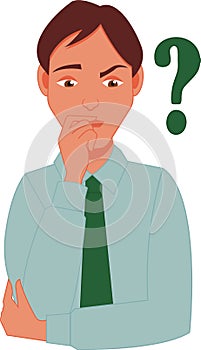 Pensive man in tie Vector illustration